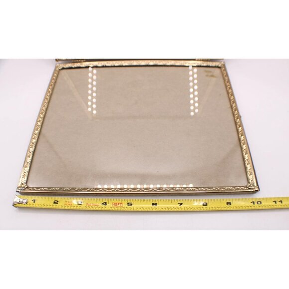 Brass Ornate Double Hinge Frame 8x10" Glass Desktop Vintage Side by Side Pics - Picture 7 of 8